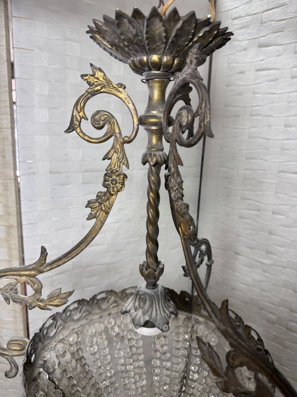 Importante araña en bronce y cristal para decoración - imagen 5