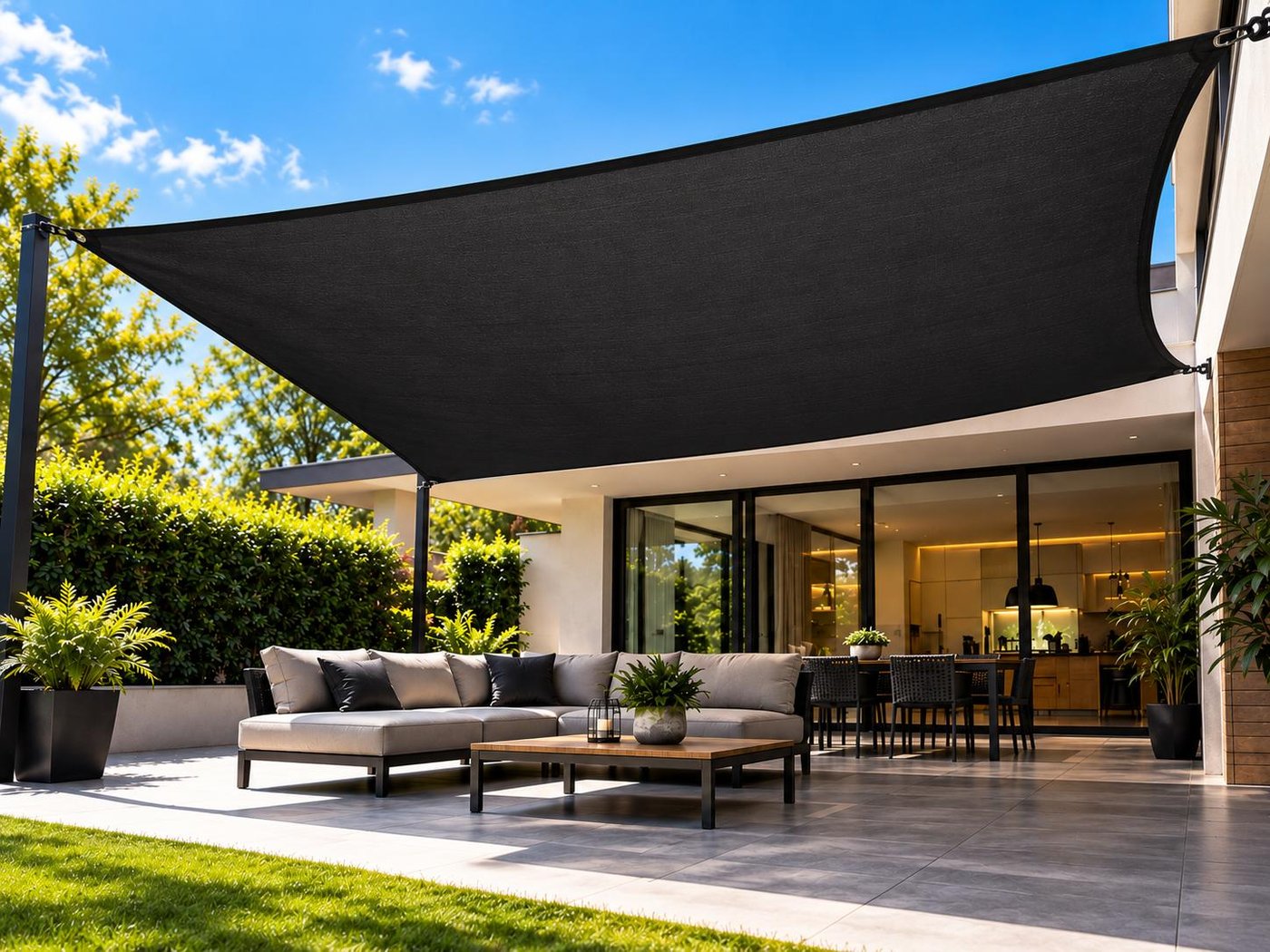 Lona Negra para Exterior Parasol 5x4 Metros Reforzada Resistente