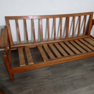 Sillón de 3 cuerpos en madera con tapizado de cuero - imagen 5