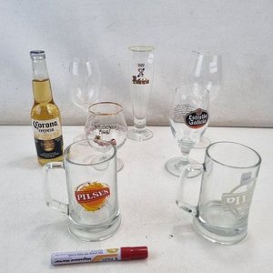 L 374 - Lote De 7 Piezas - Lote de vasos, copas y jarras de colección, con marcas de cerveza Pilsen, Patricia, Estrella Galicia y más - imagen 2