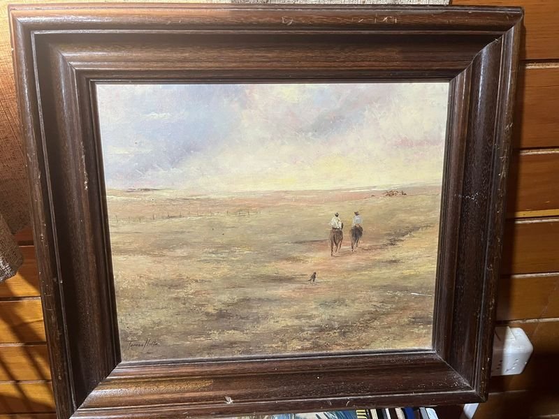 Óleo "Lejanía" de Teresa Holtz, Firmado y Autenticado, 33x28 cm
