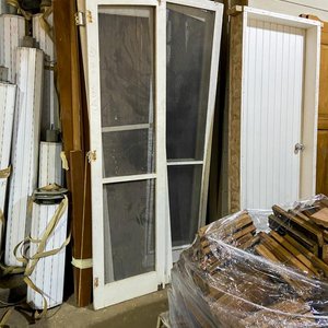 Dos Mosquiteros Dobles de Madera Blancos con Marco Medio Punto - imagen 1