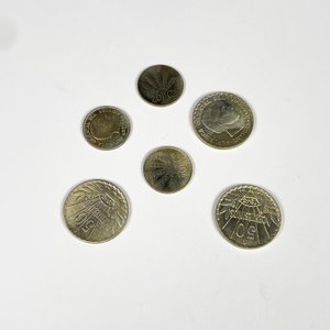 Lote siguiente: Seis Monedas de Plata Uruguayas: 50 y 20 Centésimos