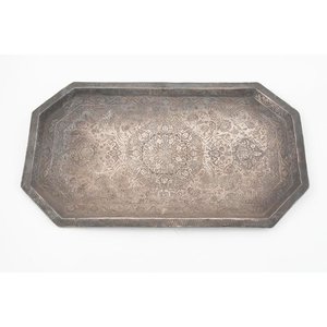 Bandeja Rectangular de Plata Antigua con Grabados Florales - imagen 1