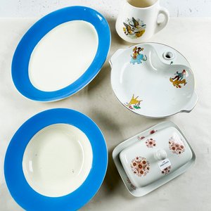Juego de Vajilla Loza Guarda Celeste: Fuente, Platos, Jarra y Mantequera - imagen 2