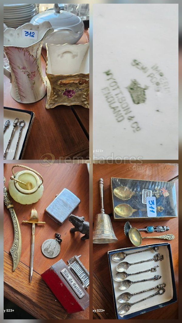 Lote de Artículos Varios: Jarra, Caja Decorativa, Campana, Cubiertos y Más