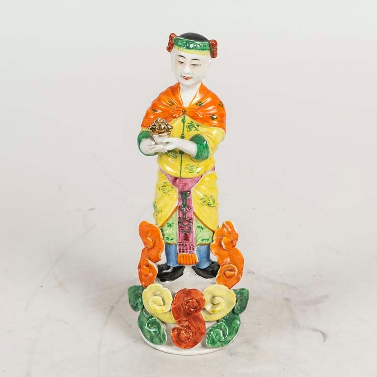 Figura de Porcelana China Antigua, 24.5 cm
