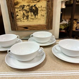 Tetera Inglesa Grenville Ware y 4 Tazas con Platos de Loza Blanca - imagen 1