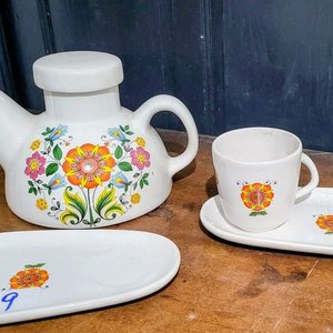 Juego de Desayuno Cerámica con Flores - imagen 2