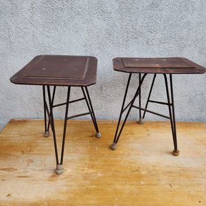 Juego de 2 Taburetes Metálicos con Asiento de Madera - imagen 1