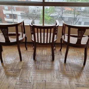 Set de 3 Sillones de Madera con Asiento de Esterilla para Restaurar - imagen 4