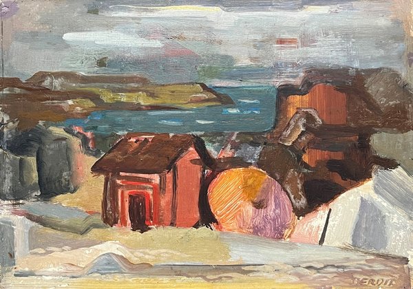Lote siguiente: Pintura de Norberto Berdia "Carpas y rocas"