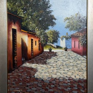 Óleo sobre Fibra "Colonia del Sacramento" por Oscar Suárez - 50x40 cm - imagen 2