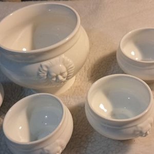 Juego de Compoteras de Loza Blanca con Rostros de León - imagen 2