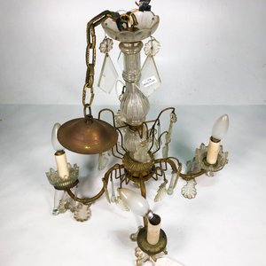 Araña de Bronce y Vidrio con Cristales, 4 Luces - imagen 4