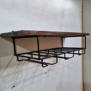 Estante Bodeguero Industrial Vintage Madera y Hierro para Vino y Copas - imagen 4