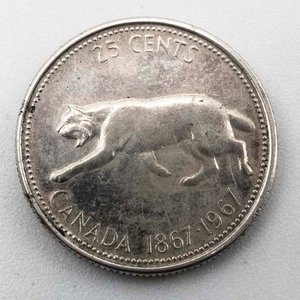 Moneda de Plata Canadiense 25 Cents 1867-1967 - imagen 2