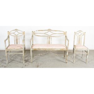 Juego de Sala Francés: Sofá, Sillón y Silla con Tapizado Floral - imagen 1