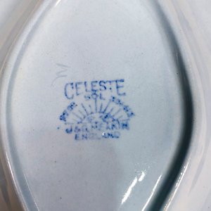 Dos Centros Ovales de Porcelana Inglesa Celeste - imagen 4