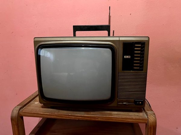 Antiguo Televisor Hitachi Modelo CPT-1411 en Mueble de Madera Rustica - imagen 4