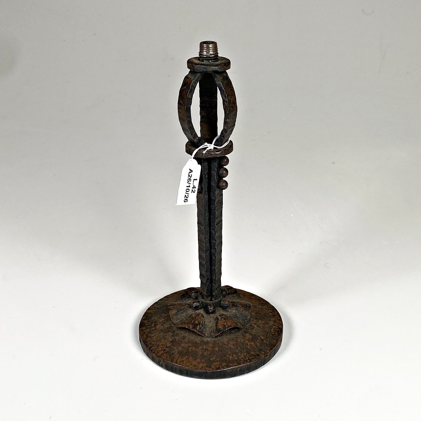 Lámpara de Hierro Francesa Antigua, Altura 19 cm