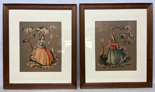 Lote siguiente: Dos pinturas de damas en óleo sobre lienzo