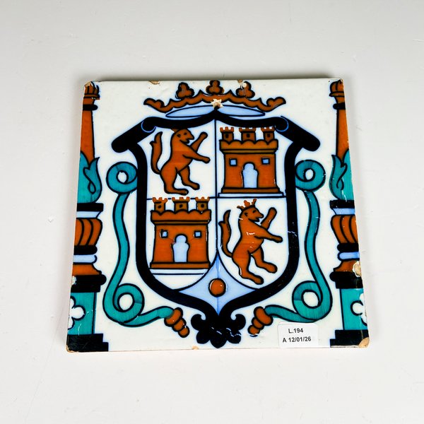 Mayolica decorada escudo heráldico, 20 x 20 cm - imagen 1