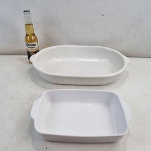 Set de 2 Fuentes para Horno Blancas Ovalada y Rectangular - imagen 2