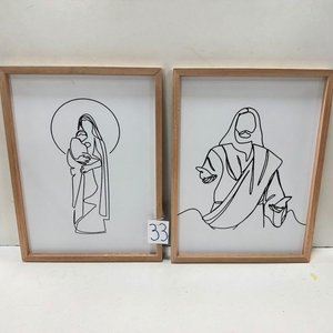Set de 2 Cuadros Religiosos Modernos con Marco de Madera - imagen 1