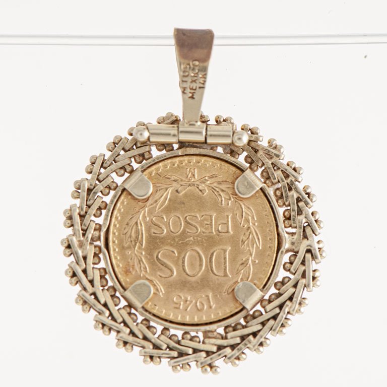 Colgante oro con moneda mexicana de 2 pesos - imagen 2