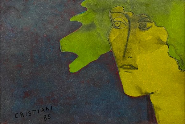 Lote siguiente: Pintura de Ernesto Cristiani: Figura de mujer