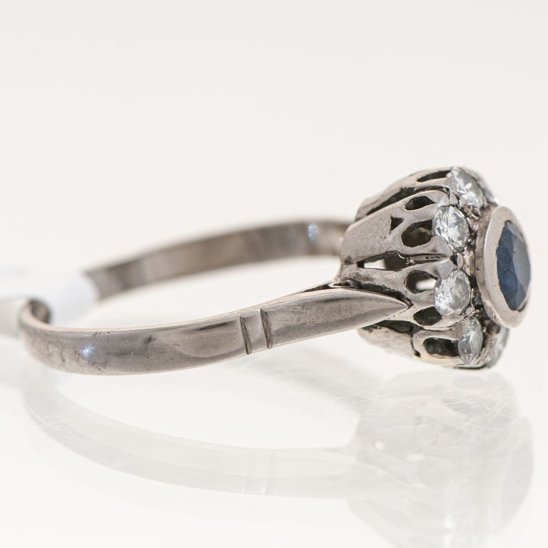Anillo de Oro con Zafiro y Brillantes - imagen 2