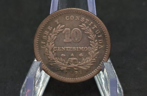 Moneda de 10 Centésimos de Uruguay de 1877 en Plata - imagen 1