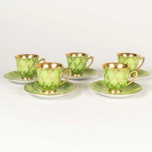 Lote anterior: Juego de 5 Tazas de Porcelana Checa con Platillos - Verde y Dorado