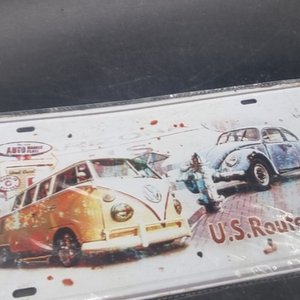 Chapa Decorativa Vintage VW Fusca y Combi Ruta 66 - imagen 3