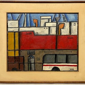 Walter Deliotti "Composicion Puerto Sur" Óleo sobre Tela 60 x 73 cm - imagen 2
