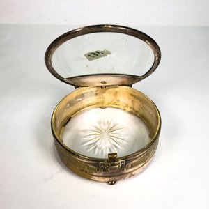 Caja Alhajera Ovalada de Vidrio y Metal con Tapa Abatible - imagen 3