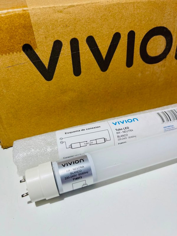 20 Tubos LED Vivion 8W Luz Neutra Blanca