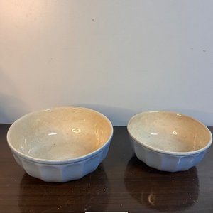 Juego de 2 Ensaladeras de Cerámica Azul y Beige - imagen 3