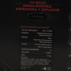 Hidrolavadora, Aspiradora y Sopladora Gladiator Pro HAS800/220 Multifunción 3 en 1 - imagen 2