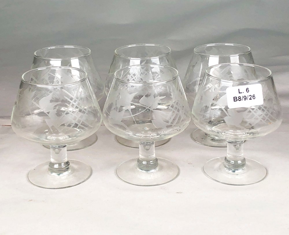 Seis Copas de Cristal Tallado para Cóctel