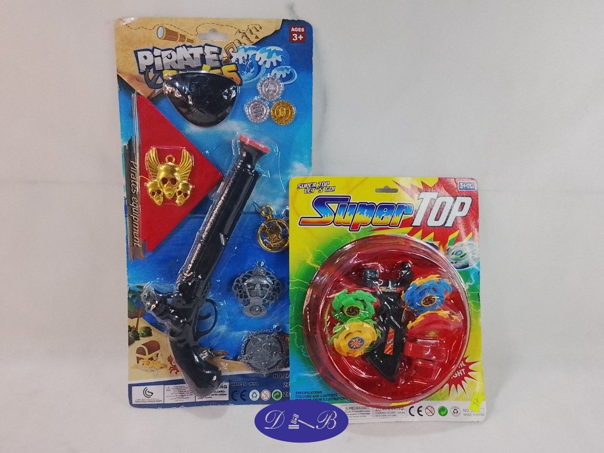 Set de Juguetes Infantiles: Pistola Pirata y Trompos Super Top