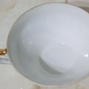 Tazas de té antiguas de porcelana KTS con aves y detalles dorados - imagen 4