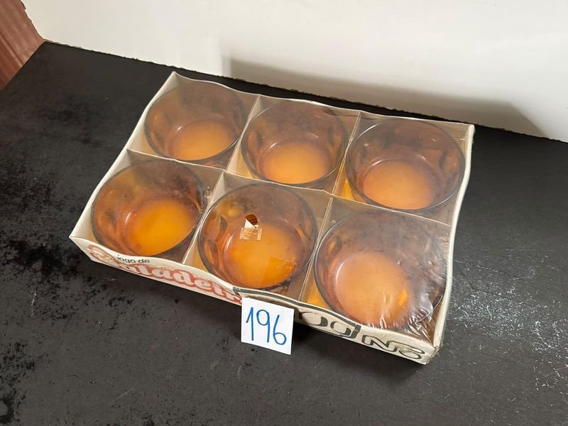 Juego de 6 Potiches de Vidrio Ámbar