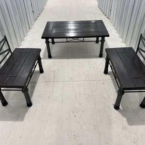 Juego de Jardín Metálico y Madera Oscura - imagen 2