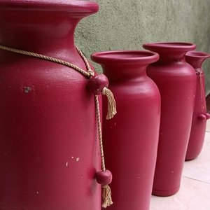 Lote de 4 Jarrones de Cerámica Rojos - imagen 3