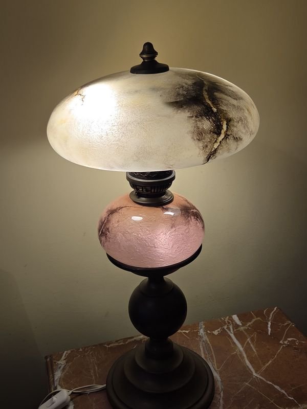 Lámpara inglesa en bronce y cristal con luces independientes - imagen 4