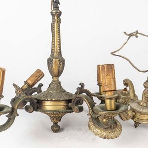Par de Arañas de Bronce: Una de 3 Luces y Otra de 4 Luces - imagen 2