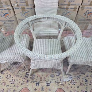 Juego de Comedor de Ratán con Mesa de Vidrio para 4 Personas - imagen 6