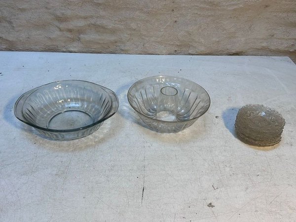 Set de Flanera, Bowl y Platitos de Vidrio - imagen 1
